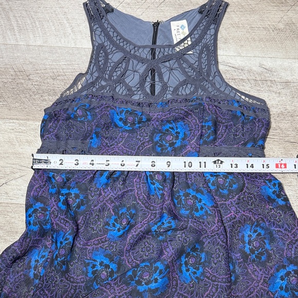 Free People Black and Blue Floral Maxi Dress Size 4 - Picture 6 of 9